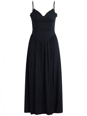 Patrons of Peace Liberty Black Midi Dress Halter Lace Up Boho Chic